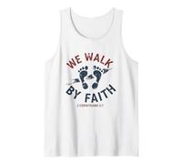 We Walk by Faith 2 Corinthiens 5 7 Verse biblique chrétienne Débardeur