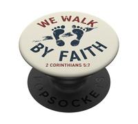 We Walk by Faith 2 Corinthiens 5 7 Verse biblique chrétienne PopSockets PopGrip Adhésif