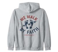 We Walk by Faith 2 Corinthiens 5 7 Verse biblique chrétienne Sweat à Capuche