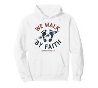 We Walk by Faith 2 Corinthiens 5 7 Verse biblique chrétienne Sweat à Capuche