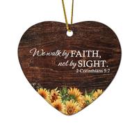 We Walk by Faith, Not by Sight. 2 Corinthians 5:7 Décoration de Noël en céramique avec citations en forme de cœur pour décoration de sapin de Noël, pendentif amusant, boule de Noël, souvenir, Nouvel