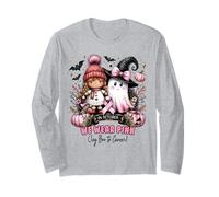 We Wear Pink in October Ghost Witch Breast Cancer Awareness Manche Longue