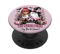 We Wear Pink in October Ghost Witch Breast Cancer Awareness PopSockets PopGrip Adhésif
