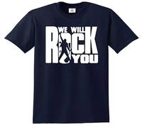 We Will Rock You T-shirt pour enfant Motif guitare musicale, T-shirt bleu marine - Imprimé blanc, 3-4 ans