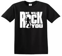 We Will Rock You T-shirt pour enfant Motif guitare musicale, T-shirt noir - Imprimé blanc, 9-11 ans