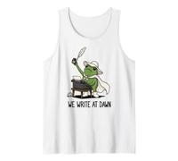 We Write At Dawn Frog Drôle Grenouille Meme Écriture Auteur Poésie Débardeur