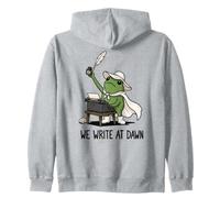 We Write At Dawn Frog Drôle Grenouille Meme Écriture Auteur Poésie Sweat à Capuche