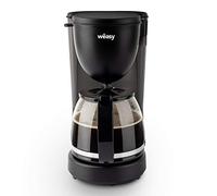 Weäsy Cafetière à Filtre KF24-1,25 L, Carafe Verre, Maintien au Chaud 40 min, Anti-Gouttes, Porte-Filtre Amovible, 600 W, Noir Mat