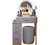 WEAFIEO Coiffeuse avec lumières LED avec miroir en forme de nuage et 3 modes d'éclairage réglables, coiffeuse moderne avec 4 tiroirs et grand meuble de rangement mobile pour chambre à coucher