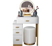 WEAFIEO Coiffeuse avec lumières LED avec miroir en forme de nuage et 3 modes d'éclairage réglables, coiffeuse moderne avec 4 tiroirs et grand meuble de rangement mobile pour chambre à coucher