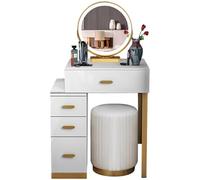 WEAFIEO Coiffeuse avec lumières LED avec miroir en forme de nuage et 3 modes d'éclairage réglables, coiffeuse moderne avec 4 tiroirs et grand meuble de rangement mobile pour chambre à coucher