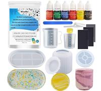 Wealike Kit de démarrage en poudre de moulage,y compris 680g de plâtre pour le moulage blanc,moule en silicone,couleur de base et plus,30 minutes de démoulage,kit de bricolage（Jesmonite Alternative）