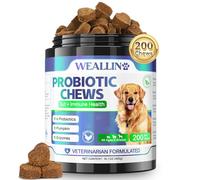 WEALLIN Probiotiques pour Chiens, Prébiotiques pour la Santé Intestinale - Soutient la Santé Digestive et l’Absorption des Nutriments - 200 Bouchées Moelleuses Qui Soutiennent la Santé de la Peau