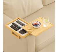 Wealone Accoudoir de canapé en bambou, plateau d'accoudoir rotatif 360° et rangement