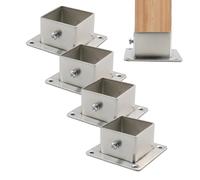 Wealrit Lot de 4 bases de poteau carrées en acier inoxydable pour clôture, terrasse, balustrade (3,8 x 3,8 cm)