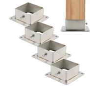 Wealrit Lot de 4 bases de poteau carrées en acier inoxydable pour clôture, terrasse, balustrade (5,1 x 5,1 cm)