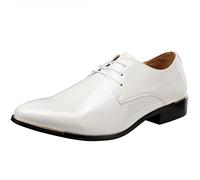 wealsex Derby Cuir Vernis Chaussure de Ville à Lacets Homme Bout Pointu | Chaussure Affaire Bureau Costume Mariage Noir Rouge Blanc Grande Taille 40 41 42 43 44 45 46 47
