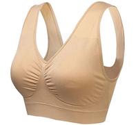 wealsex Soutiens-Gorge de Sport sans Armature Coton Push Up Brassière sans Couture Très Grande Taille (Beige,XXL)