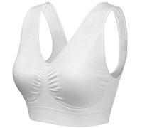 wealsex Soutiens-Gorge de Sport sans Armature Coton Push Up Brassière sans Couture Très Grande Taille (Blanc,6XL)