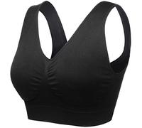 wealsex Soutiens-Gorge de Sport sans Armature Coton Push Up Brassière sans Couture Très Grande Taille (Noir,XXL)