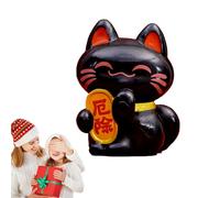 Wealth Cat Figurine - Statue de décoration animale, breloque de patte de patte tissée, petit emblème culturel - Modèle de en résine - Mini figurine décorative pour étagère automobile