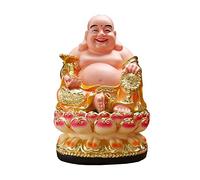 Wealth Prosperity Statue Holding Buddhist Beads and a Ruyi Buddha Statue Feng Shui Decor Lifelike Laughing Buddha Perfect for Your Home Or Office Feng Shui Statues