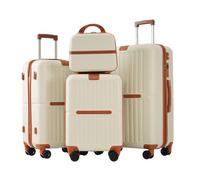 WEALTHOME Ensemble de valises S-M-L-XL avec trousse de maquillage, avec port USB et porte-gobelet, valise rigide, valise à roulettes, valise de voyage, bagage à main, 4 roulettes, matériau ABS,