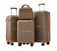 WEALTHOME Ensemble de valises S-M-L-XL avec trousse de maquillage, avec port USB et porte-gobelet, valise rigide, valise à roulettes, valise de voyage, bagage à main, 4 roulettes, matériau ABS,