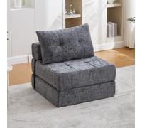 WEALTHOUSE Canapé-lit convertible, lit d'invité, matelas, dossier, avec sangles, boucles, housse en chenille, noyau en mousse, peu encombrant, salon, chambre à coucher, chambre d'amis (gris)