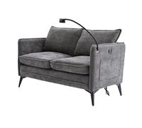 WEALTHOUSE Canapé lounge moderne à 2 places - Coussin en chenille - Accoudoirs - Poches latérales - Support de téléphone portable réglable - Pieds en métal - Pour salon, chambre à coucher, bureau