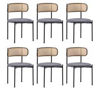 WEALTHOUSE Chaise de salle à manger moderne avec revêtement en velours et élégant dossier en rotin incurvé, chaise ergonomique avec cadre en métal avec assise ronde pour salon, chambre à coucher
