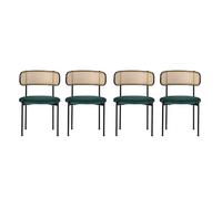WEALTHOUSE Chaise de salle à manger moderne avec revêtement en velours et élégant dossier en rotin incurvé, chaise ergonomique avec cadre en métal avec assise ronde pour salon, chambre à coucher