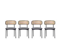 WEALTHOUSE Chaise de salle à manger moderne avec revêtement en velours et élégant dossier en rotin incurvé, chaise ergonomique avec cadre en métal avec assise ronde pour salon, chambre à coucher
