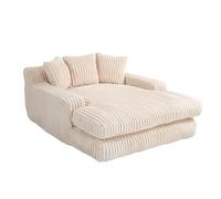 WEALTHOUSE Cord Chaise longue de sol, design nuage, avec trois coussins, accoudoirs ergonomiques, compressé, sans montage, pour salon, appartement, bureau, lire, sieste (beige)