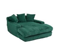 WEALTHOUSE Cord Chaise longue de sol, design nuage, avec trois coussins, accoudoirs ergonomiques, compressé, sans montage, pour salon, appartement, bureau, lire, sieste (vert)