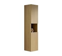 WEALTHOUSE Corolla Armoire murale de salle de bain, étroite, avec deux portes et un compartiment ouvert, armoire de rangement moderne en grain naturel, peu encombrante pour salle de bain, salon ou