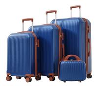 WEALTHOUSE Ensemble de valises rigides avec valise cosmétique à roulettes, poignées télescopiques en métal, boîtier ABS résistant aux chocs, roulettes doubles à 360°, intérieur réglable, serrure à