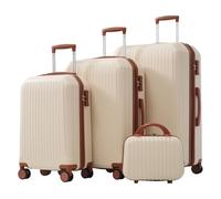 WEALTHOUSE Ensemble de valises rigides avec valise cosmétique à roulettes, poignées télescopiques en métal, boîtier ABS résistant aux chocs, roulettes doubles à 360°, intérieur réglable, serrure à