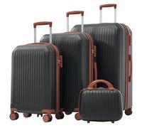 WEALTHOUSE Ensemble de valises rigides avec valise cosmétique à roulettes, poignées télescopiques en métal, boîtier ABS résistant aux chocs, roulettes doubles à 360°, intérieur réglable, serrure à