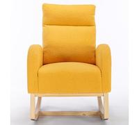 WEALTHOUSE Fauteuil à bascule Mid-Century - En tissu bouclé Teddy rembourré - Structure en bois - Avec accoudoirs - Poche latérale - Appuie-tête - Ergonomique et silencieux - Pour salon, chambre à