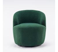WEALTHOUSE Fauteuil d'accent pivotant avec housse en peluche douce, rotation à 360°, pour salon et bureau à domicile, rembourrage ergonomique, pied anneau en métal stable, design baril, vert