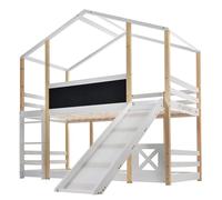 WEALTHOUSE Lit de jeu avec structure de toit et toiture - Échelle sûre pour peindre - Cadre en bois massif robuste - Couchage confortable - Utilisation créative - Meuble élégant - Montage facile