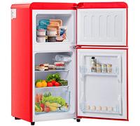WEALTHOUSE Réfrigérateur autonome à deux zones de température, panneaux isolants performants, niveau sonore bas, clayettes personnalisables, structure anti-vibrations, température réglable (Rouge)