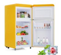WEALTHOUSE Réfrigérateur multi-usage pour foyer moderne, faible consommation électrique annuelle, structure stable sur pieds réglables, fonctionnement silencieux, réglage manuel à 7 niveaux (Jaune)