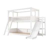 WEALTHOUSE Structure multifonction Pour couchage sur deux niveaux Avec échelle, glissière ludique et Espace de stockage, mobilier intérieur idéal, Combinaison de Sommeil et de loisirs (blanc, 90 x 200
