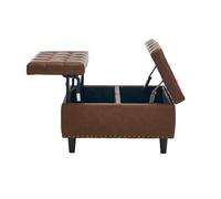 WEALTHOUSE Tabouret de rangement carré avec couvercle de levage - Charnière en métal - Double chambre - Cadre en bois - Rembourrage en mousse - Ottoman - Salon - Chambre à coucher - Repose-pieds