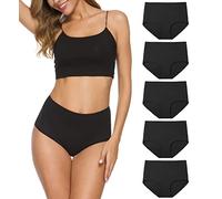 Wealurre Lot de 5 culottes en coton pour femme - Taille haute - Doux - Pour la période post-partum, Noir , M