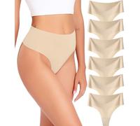 Wealurre Lot de 6 strings pour femme - Sans couture - Taille haute - Sous-vêtements invisibles - XS-XL, chair, M