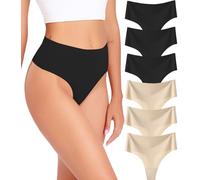 Wealurre Lot de 6 strings pour femme - Sans couture - Taille haute - Sous-vêtements invisibles - XS-XL, Peau noire, M