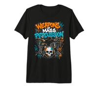 Weapons of Mass Percussion Batterie de Batteur Motif crâne Graffiti T-Shirt Haut de Gamme